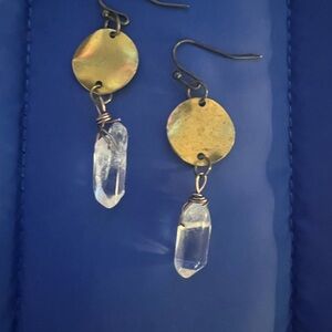 Natural clear quartz crystal Drop Earrings